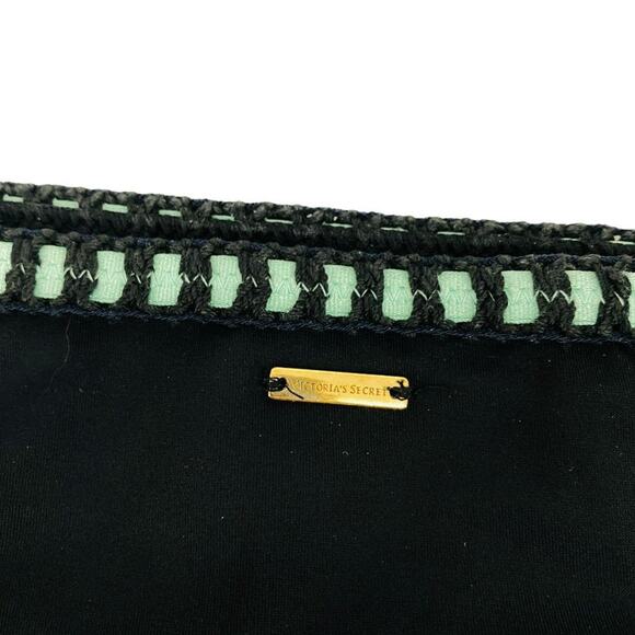 Victoria's Secret Black Bikini Swim Bottom Colorful Crochet Trim Size Medium - Picture 5 of 6